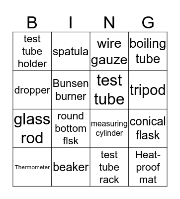 Lab apparatus Bingo Card