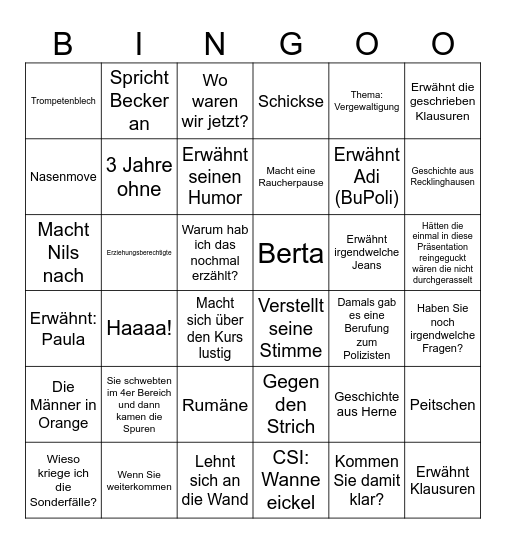 Größbring Bingo 6x6 Bingo Card