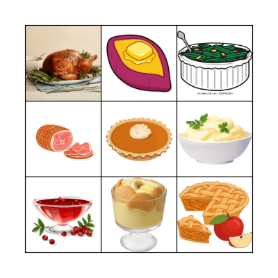 Thanksgiving - Food Bingo Card