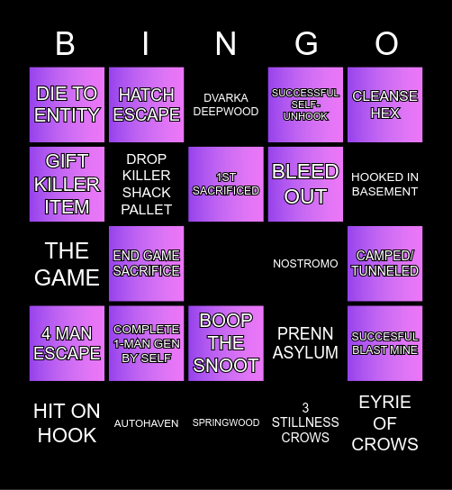S U R V I V O R Bingo Card