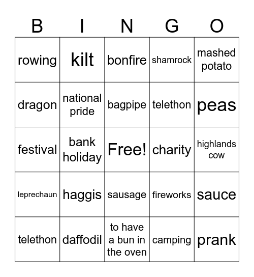 HOLIDAYS Bingo Card