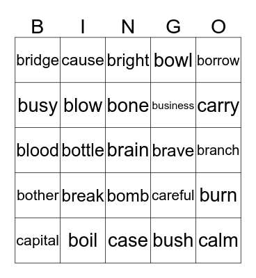 BI 2 Unit 1-2 Bingo Card