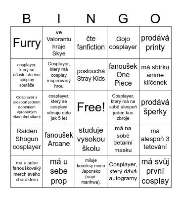 VOS-CON Bingo Card