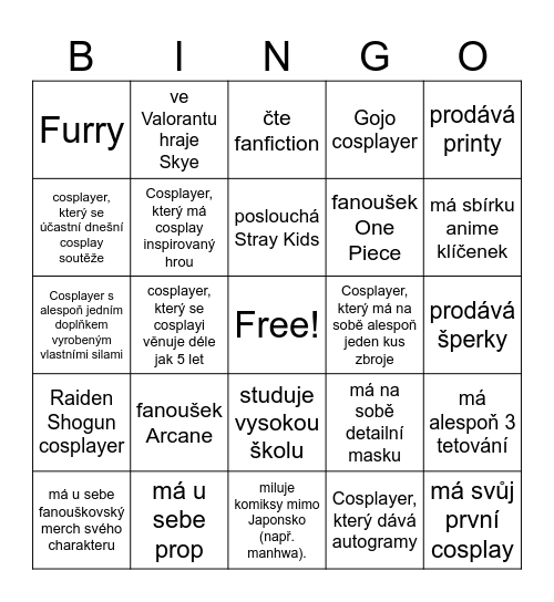 VOS-CON Bingo Card
