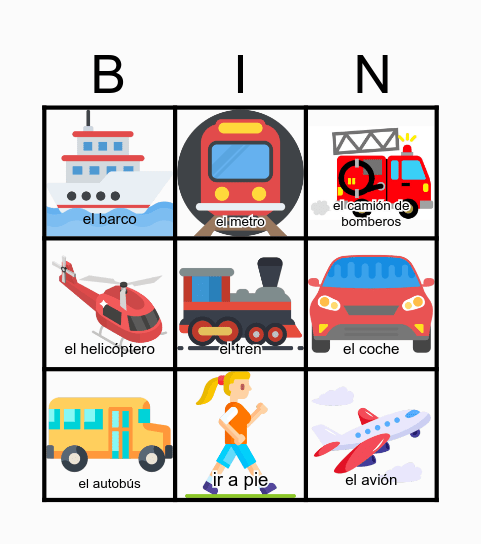 Loteria: El Transporte Bingo Card