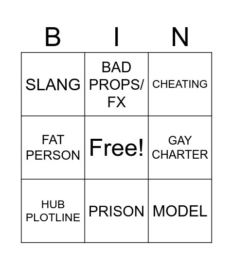 TT  Bingo Card