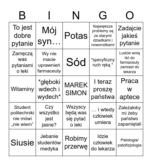 Bingo z Mareczkiem dla IF Bingo Card