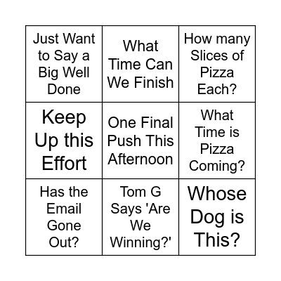 Regatta Bingo Card