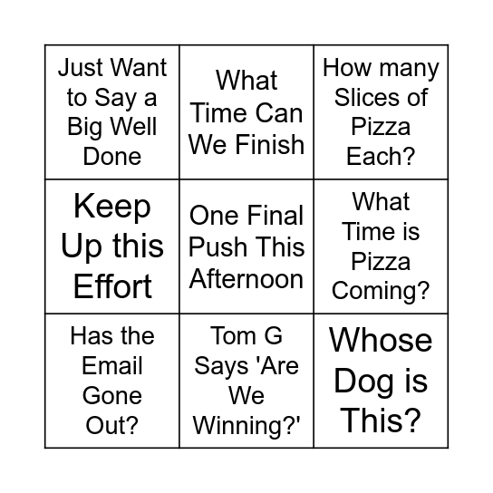 Regatta Bingo Card