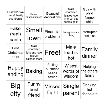 Hallmark movies Bingo Card