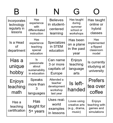 Human Bingo Card
