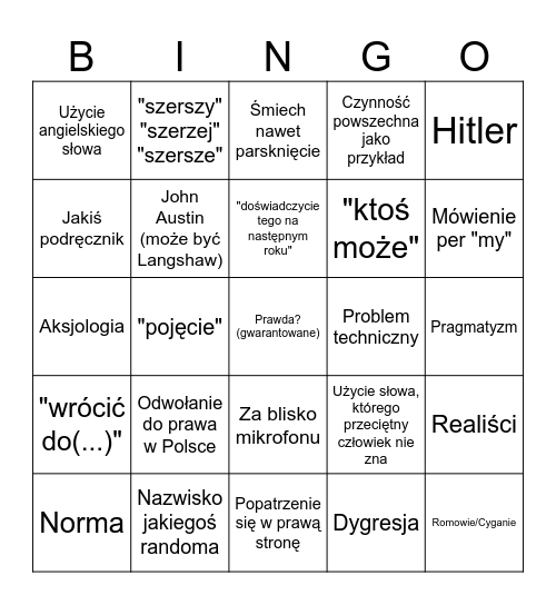 Bingo z Prof. Batorem Bingo Card