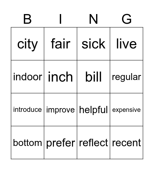 BINGO Card