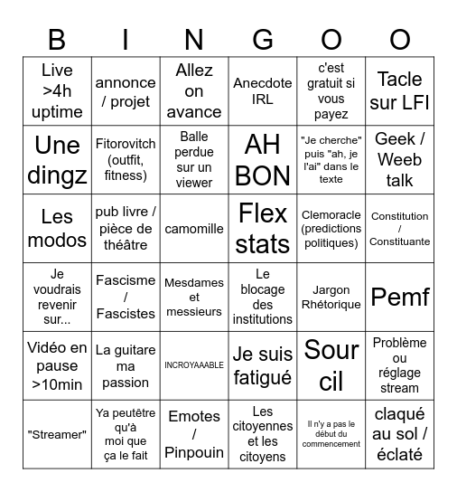 27/11 El Bingo Del Clemo Bingo Card