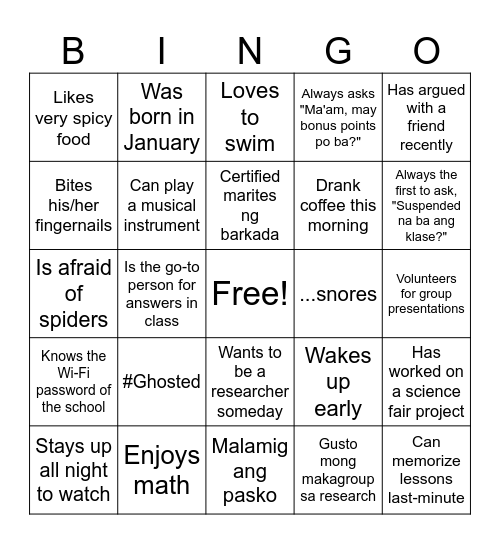 People Bingo Card