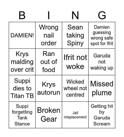 Turkey Farm UWU Bingo Card