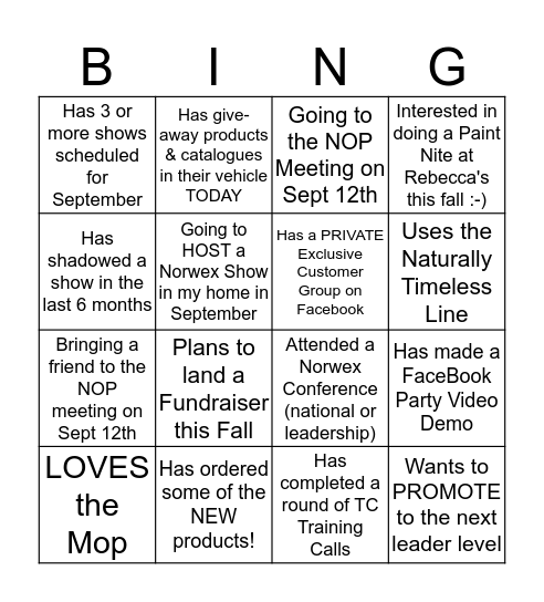 Clean Change Mixer  Bingo Card