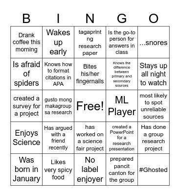 People Bingo Card