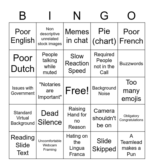 IT Infosession Bingo Card