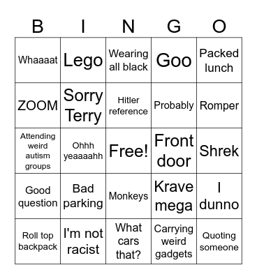 James Harvey Bingo Card