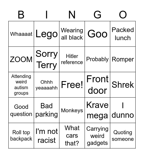 James Harvey Bingo Card