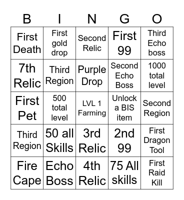 CTEM RuneScape Bingo Card