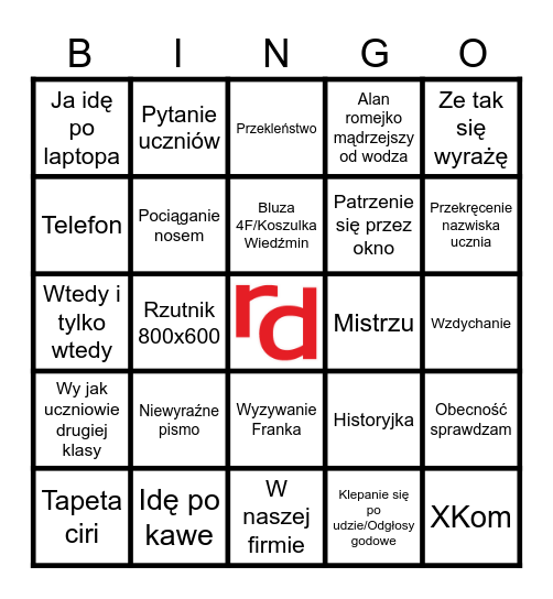 UTK Bingo (Sponsorowane przez fundatorów projektu Graham) Bingo Card