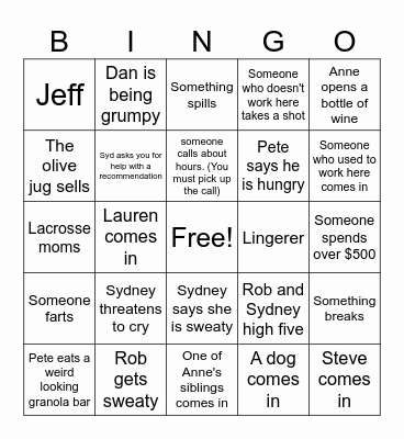 Angelbecks Thanksgiving Eve 2024 Bingo Card