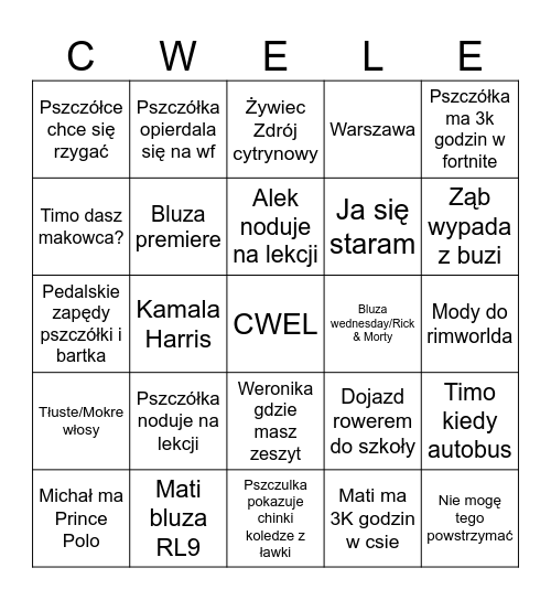 BINGO CWELI Bingo Card