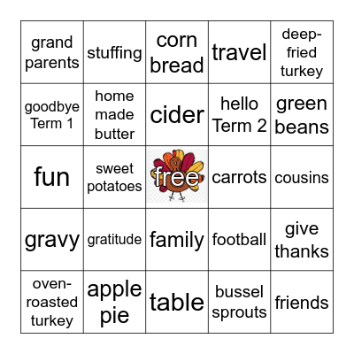 Thanksgiving 2024 Bingo Card