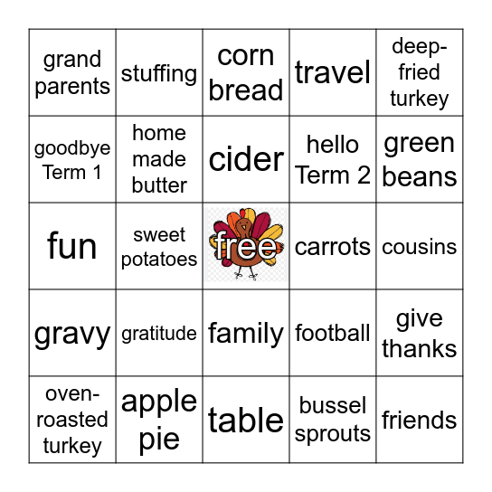 Thanksgiving 2024 Bingo Card