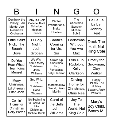 CHRISTMAS MUSIC Bingo Card