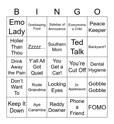 Thanksgiving 2024 Bingo Card