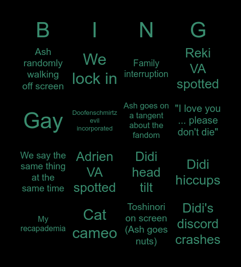 Silly Bingo Card