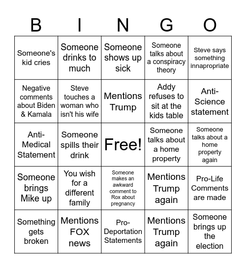 Top Secret Bingo Card