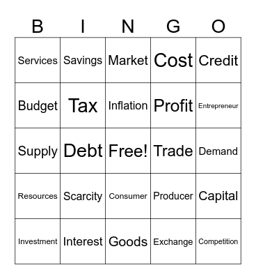 Economics Bingo Card