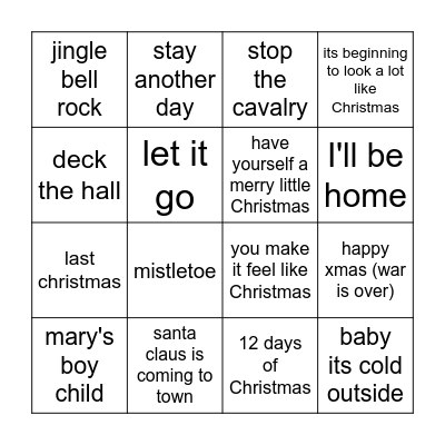 christmas bingo 1 (songs) Bingo Card