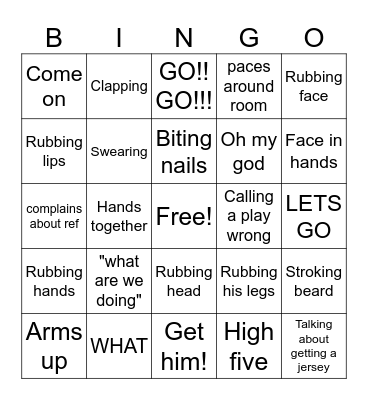 Husband watching football Bingo Card