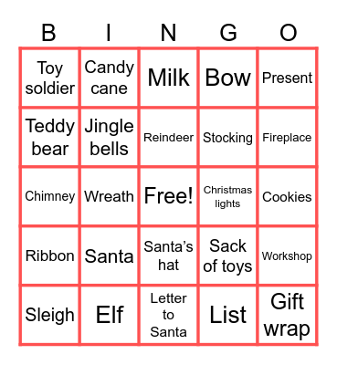 Santa’s Workshop Bingo Card