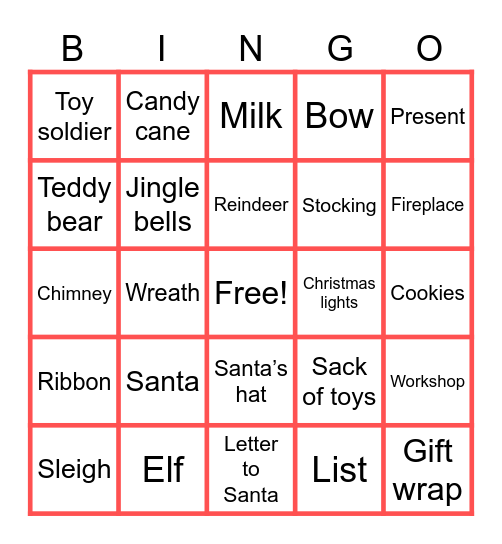 Santa’s Workshop Bingo Card