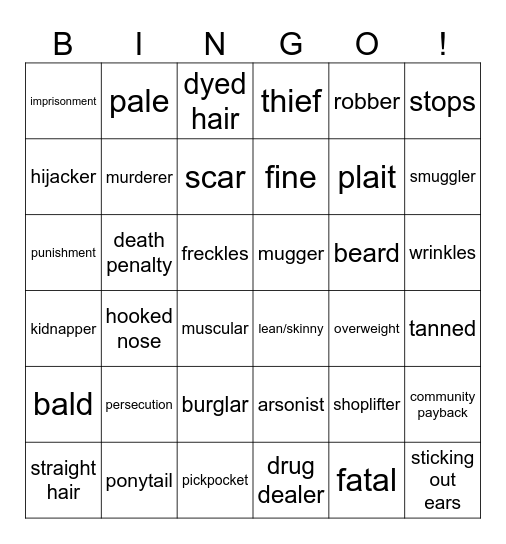 CA 14 Bingo Card
