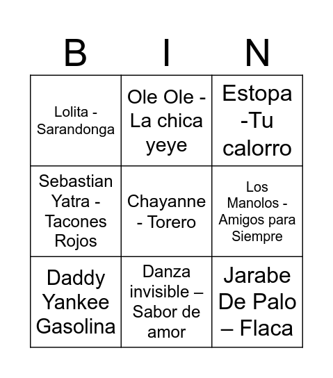 MASTER BINGO MUSICAL Bingo Card