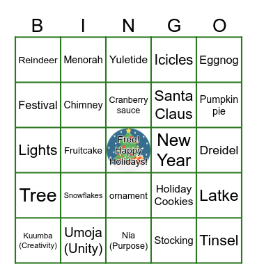 Holiday Bingo Card