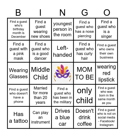 Find the Guest Bingo Card