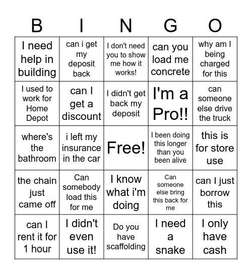 TRC Bingo Card