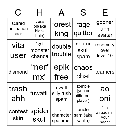 PILLAR CHASE 2 BINGO Card