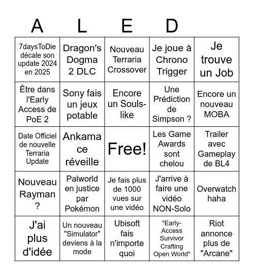 Bingo Fin 2024 Bingo Card