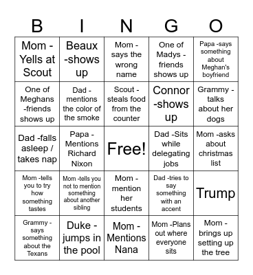 Walker Thanksgiving Bingo Card