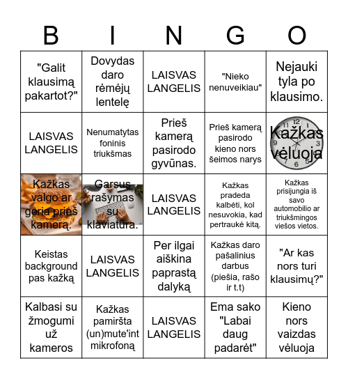 BAK skambučio BINGOI Bingo Card