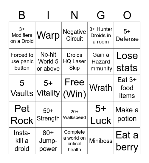 RGD Bingo Card